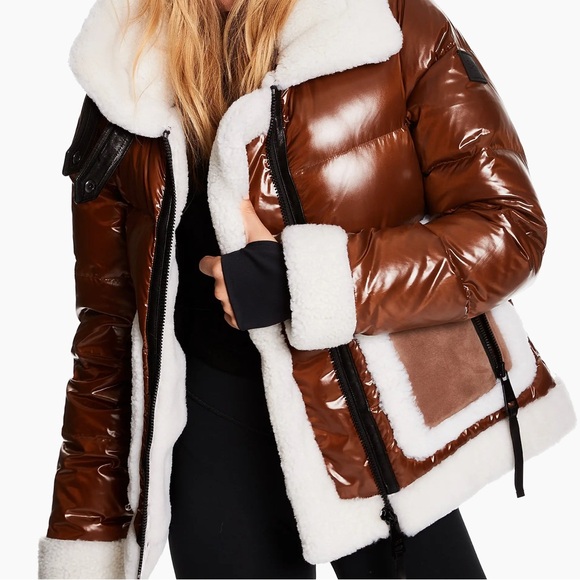 SAM. Veronica Shearling-Trimmed Down Biker Jacket - Picture 2 of 5